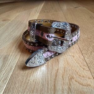 Leather and Lace Studded Belt 24"